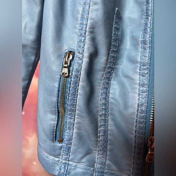 NEW Point Zero baby blue leather imitation jacket - Picture 5 of 10
